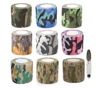 Hinapan 9 Rolls bende autoadesive per camuffamento, con forbici, nastro mimetico estensibile, non tessuto, per primo soccorso, sport, polso, caviglia