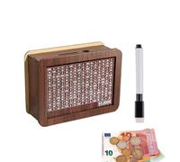 Hinapan Salvadanaio in legno con contatore obiettivo di risparmio, 1 pezzo scatola per soldi con bancone, banca per monete con numeri di destinazione, scatola creativa per adulti e bambini