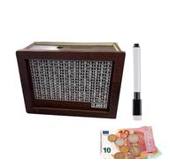 Hinapan Salvadanaio in legno con contatore obiettivo di risparmio, 1 pezzo scatola per soldi con bancone, banca per monete con numeri di destinazione, scatola creativa per adulti e bambini