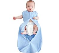 HINATAA Baby Swaddle Coperta 0-3 mesi/3-6 mesi, Sacco nanna neonato in cotone biologico, Fascia Nanna per bambini bambine, Copertina Avvolgente Bebè Neonato, Transition swaddle (blu, 3-6 mesi)
