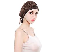 HINATAA Cuffia da notte in 100% seta di gelso, cuffia da donna per la bellezza dei capelli, con fascia elastica per dormire, perdita di capelli, protezione dei capelli, Marrone, Taglia unica