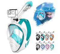 HINATAA Maschera da snorkeling integrale a 180°, design a doppia palla galleggiante, anti-perdite, sistema di respirazione completamente asciutta e anti appannamento, set professionale per snorkeling