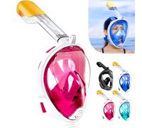 HINATAA Maschera da Snorkeling Integrale a 180°, Design per respirazione Libera, Anti-Appannamento e Anti-perdite, con Cinghie Regolabili per la Testa, per Adulti, Ragazzi e Bambini (L/XL, Rosa)