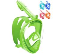 HINATAA - Maschera da snorkeling per bambini, con vista panoramica a 180° e respirazione libera, integrale anti-appannamento e anti-perdite, adatta per bambini dai 4 ai 15 anni (verde)