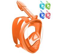 HINATAA - Maschera da snorkeling per bambini, con vista panoramica a 180° e respirazione libera, integrale anti-appannamento e anti-perdite, adatta per bambini dai 4 ai 15 anni (arancione)