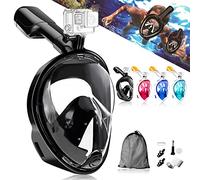 HINATAA - Maschera integrale da snorkeling a 180°, design a respirazione libera, con supporto per fotocamera staccabile, set professionale da snorkeling per adulti e ragazzi