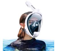 HINATAA Maschera Snorkeling Integrale Adulti,Anti-fog Maschera Subacquea Doppia Flottante,180° Maschera Boccaglio Snorkeling Anti-Leak Supporto Camera,Maschera Sub Adulto Bambini (Bianco, L/XL)