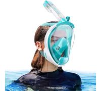 HINATAA Maschera Snorkeling Integrale Adulti,Anti-fog Maschera Subacquea Doppia Flottante,180° Maschera Boccaglio Snorkeling Anti-Leak Supporto Camera,Maschera Sub Adulto Bambini (Verde, L/XL)