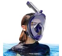 HINATAA Maschera Snorkeling Integrale Adulti,Anti-fog Maschera Subacquea Doppia Flottante,180° Maschera Boccaglio Snorkeling Anti-Leak Supporto Camera,Maschera Sub Adulto Bambini (Nero Viola, S/M)