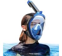 HINATAA Maschera Snorkeling Integrale Adulti,Anti-fog Maschera Subacquea Doppia Flottante,180° Maschera Boccaglio Snorkeling Anti-Leak Supporto Camera,Maschera Sub Adulto Bambini (Blu, S/M)