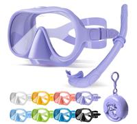 HINATAA Maschera Subacquea Adulti,Maschere da Immersione Macaron,180° Visione Ultra Ampia,Maschera Snorkeling Anti-Fog,Set da Snorkeling Professionale Anti-Perdita,Occhiali Donna Uomo (Set Viola)
