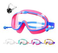 HINATAA Occhialini Nuoto Bambini con tappi per le orecchie,Occhiali Subacquei immersione Bambino con clip per il naso,Anti Nebbia Occhialini Piscina Bambino ragazzi e ragazza 3-8 anni (Rosso)