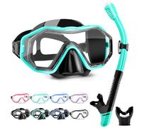 HINATAA Set per Snorkeling Adulti con Maschera e Silicone Boccaglio,Lente PC Maschera Subacquea,180°Maschere Immersione,Anti-Fog Anti-Perdite Kit Snorkeling Giovani Adulto Donna Uomo (Nero Verde)