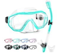 HINATAA Set per Snorkeling Adulti con Maschera e Silicone Boccaglio,Lente PC Maschera Subacquea,180°Maschere Immersione,Anti-Fog Anti-Perdite Kit Snorkeling Giovani Adulto Donna Uomo (Verde)