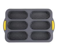 HINAYOSAN 1. Stampo da forno in silicone a 6 cavità per hot dog e torte, antiaderente, adatto al forno, con rilascio facile, lavabile in lavastoviglie, resistente agli strappi