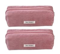 HINAYOSAN Astuccio multiuso per penne di grande capacità, in velluto a coste, con cerniera, astuccio per penne e trucchi per ragazze e donne, da viaggio, per tutti i giorni, Polvere di carne