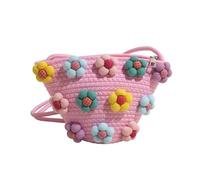 HINAYOSAN Borsa a tracolla da donna in cotone e lino tessuto coreano, per vacanze al mare, piccola borsa a secchiello con disegni floreali colorati, C, One Size