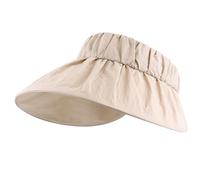 HINAYOSAN Cappello da sole portatile a tesa larga pieghevole regolabile per le donne Sunproof Outdoor Vuoto Top Cappelli da campeggio per lo sport per il golf per protezioni solari, cachi, Taglia