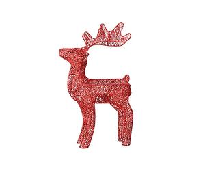 HINAYOSAN Cervo natalizio in ferro battuto da 40 cm, con luce a LED che lampeggia, statua di alce glitterata con paillettes, renna, ornamento decorativo