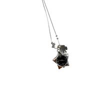 HINAYOSAN Collana in acciaio inossidabile con simbolo a quattro foglie che rappresenta speranza, fede, amore, fortuna, elegante, collana da collo regalo per abbigliamento casual, Misura unica, come