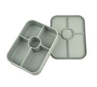 HINAYOSAN Contenitore per alimenti in silicone a 5 scomparti con tazza staccabile per salsa a prova di perdite e adatto al microonde per ufficio, scuola, viaggi, scatola divisoria per preparare i