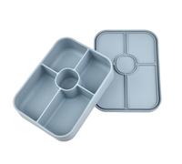 HINAYOSAN Contenitore per alimenti in silicone a 5 scomparti con tazza staccabile per salsa a prova di perdite e adatto al microonde per ufficio, scuola, viaggi, scatola divisoria per preparare i