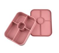 HINAYOSAN Contenitore per alimenti in silicone a 5 scomparti con tazza staccabile per salsa a prova di perdite e adatto al microonde per ufficio, scuola, viaggi, scatola divisoria per preparare i
