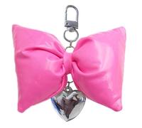 HINAYOSAN Delicato ciondolo a forma di fiocco, alla moda, portachiavi alla moda, elegante ciondolo per borsa, adatto per l'uso quotidiano, charm multifunzionale, Rosso rosato, Taglia unica