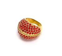 HINAYOSAN Elegante anello da donna con diamanti pieni di pietre multicolore in acciaio scintillante gioielli per lei disponibile nelle taglie 6-10 robusto acciaio fede nuziale, Red, come descritto