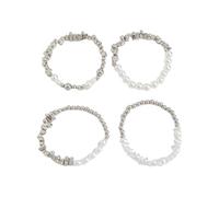 HINAYOSAN Elegante set di ciondoli a forma di croce con design hip hop e perle finte per l'uso quotidiano braccialetti da donna, Misura unica, come descritto