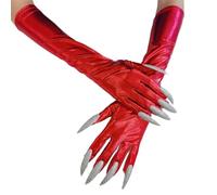 HINAYOSAN Guanti riutilizzabili in pelle sintetica con zampe terrificanti, accessorio per feste, vestibilità comoda, per costumi di Halloween, giochi di ruolo, guanti pratici per feste, Rosso, Taglia
