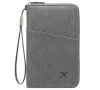 HINAYOSAN Moderna borsa per passaporti organizer da viaggio per famiglia con blocco porta passaporti slot per carte di credito borsa per uomini e donne leggero PU custodia per carte di credito, grigio