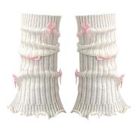 HINAYOSAN Scaldamuscoli per donne e ragazze, da donna, stile balletto, a costine, elasticizzato, scaldamuscoli con fiocco increspato, senza piedi, Fiocco rosa., M