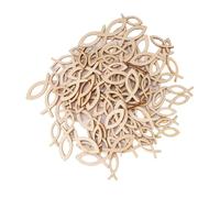 HINAYOSAN Set di 108 pesci intagliati in legno, decorazione da tavolo per battesimo, bella scultura a forma di pesce