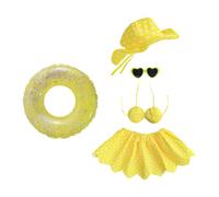 HINAYOSAN Set di 5 cappelli da sole gialli a forma di oche, set di bikini da spiaggia, per veranda da 43,2 cm, decorazione da giardino, fascia elastica, antivento