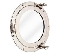 Hind Handicrafts Specchio da parete vintage a forma di oblò di nave per arredamento | Decorazione a tema nautico marittimo da pirata | Specchio per toeletta (30,5 cm, nichel cromato)