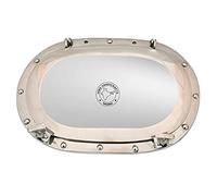 Hind Handicrafts - Specchio ovale per oblò in alluminio massiccio, per decorazione domestica - decorazione marittima pirata a tema nautico (nichel cromo, 30 cm)