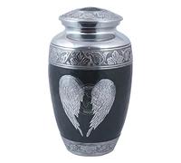 Hind Handicrafts - Urna Cineraria a Forma di Ali di Angelo per Ceneri Umane - Grande Urna Memoriale - Elegante Urna Funebre con Coperchio Sicuro - Urna di Sepoltura in Alluminio Premium per Adulti con