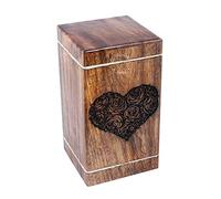 Hind Handicrafts Urna funeraria in legno a forma di cuore con albero della vita per ceneri umane, adulti, grande - Urna per cremazione in palissandro per ceneri - Urna funeraria per colombario - Urna