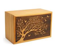 Hind Handicrafts Urna funeraria in legno fatta a mano per ceneri umane, scatola commemorativa dell'albero della vita con chiusura sicura, grande 250 Cu in urna funeraria (28 x 17,8 x 11,4 cm, 1,3 kg)