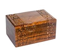 Hind Handicrafts Urna per animali domestici in palissandro intarsiato in ottone, per cani, gatti, ricordi, per ceneri e ceneri, scatola di legno per foto (S: 15,2 x 10,2 x 7,6 cm, 20,4 kg o 20 kg,