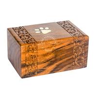 Hind Handicrafts Urna per animali domestici in palissandro intarsiato in ottone, per cani, gatti, ricordi, per ceneri e ceneri, scatola di legno per foto (piccola: 15,2 x 10,2 x 7,6 cm 20,4 kg o