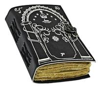 Hindoro Black Doors of Durin Tolkien Il Signore dell'Anello Diario in Pelle Libro delle Ombre Diario Grimoire Decor Pelle Vintage Chiusura Chiusura di Blocco Forniture di Stregoneria Regalo di Natale
