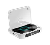hindraem Lettore CD da tavolo con batteria ricaricabile e schermo LED, macchina musicale per case e appassionati. Il lettore CD portatile è dotato di, Bianco, 135x135x25mm