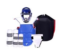 hindraem Set di attrezzatura da combattimento per karate, casco da boxe, comprese protezioni per le gambe da kickboxing, che fornisce un'attrezzatura da, L
