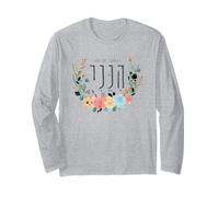 Hineni Ebraico Here I Am Isaia 6:8 Send Me Floral Acquerello Maglia a Manica