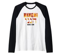 HINENI Here I Am - Hebrew Christian Faith Biblical Maglia con Maniche Raglan