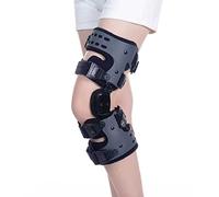 Hinged Knee Brace Adjustable Rom Knee Joint Support Brace Patellar Joint Brace Knee Joint Varus Leg Orthosis for Women Men (Black Left)