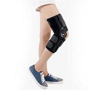 Hinged Knee Brace Short Aluminum Alloy Light Firm Adjustable Knee Joint Fixation Support Angle Fixed Non-Slip Breathable Splint Support Frame (Black M)