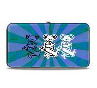 Hinged Wallet Dancing Bear Trio Rays/Swirl Blues/Purples/Black/White